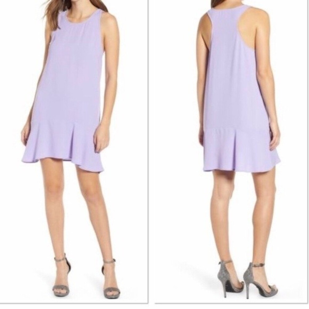 Leith Flounce Hem Mini Dress Size S Sleeveless Lavender Purple NWD B14